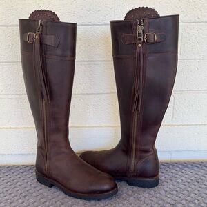 PENELOPE CHILVERS TASSEL KNEE HIGH BOOTS CONKER BROWN
SIZE US 7.5/EU 38.5
